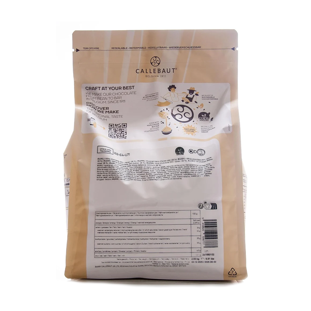 Callebaut W2 28% Belgian White Chocolate Callets